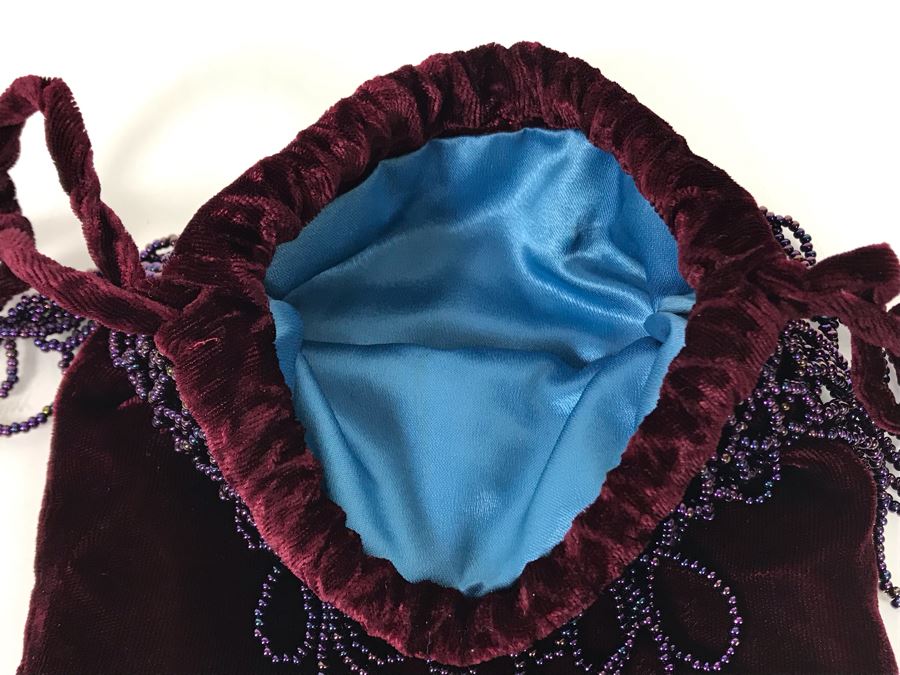 Vintage Purple Velvet Beaded Pouch Handbag 12L [Photo 5]