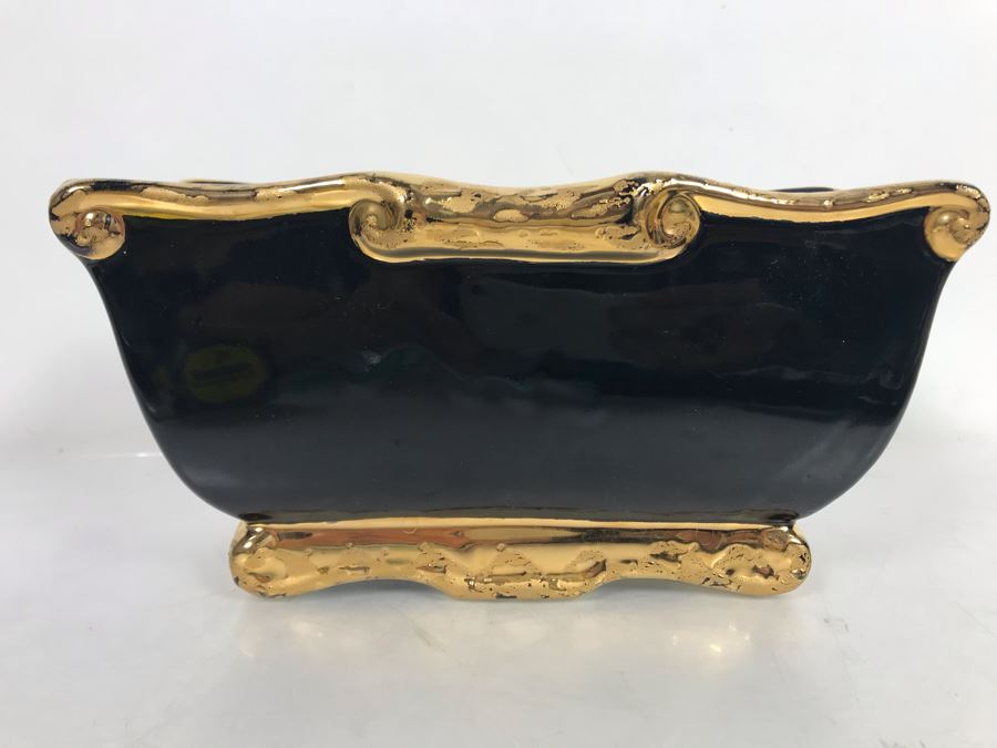 24KT Gold Painted Ceramic Planter 9W X 3D X 4.5H [Photo 6]