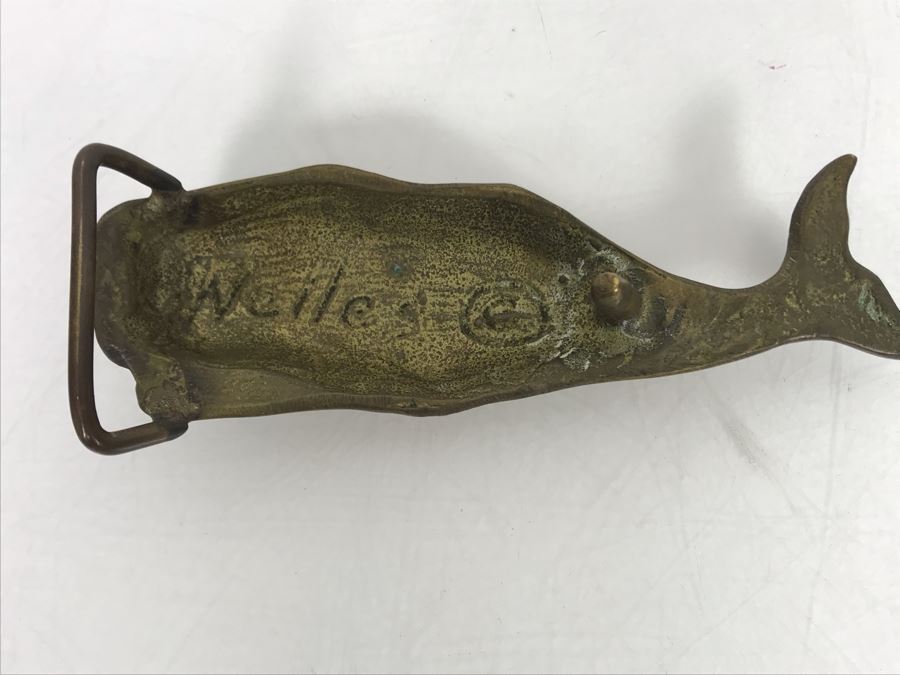 Vintage Brass Welles Whale Belt Buckle 5W [Photo 5]