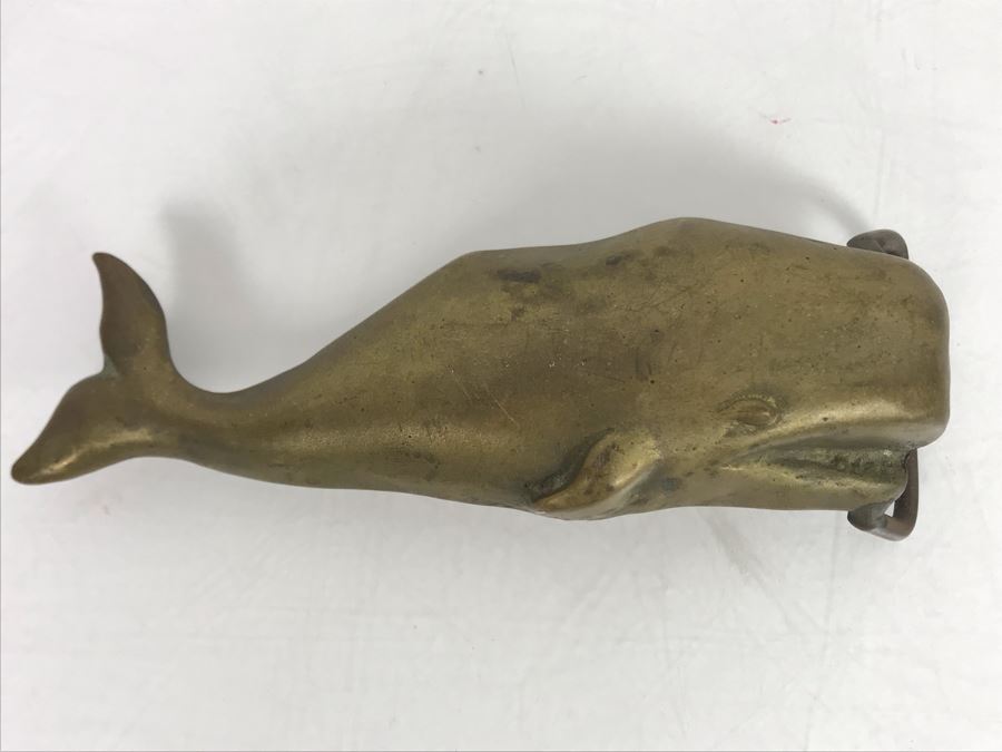 Vintage Brass Welles Whale Belt Buckle 5W [Photo 2]