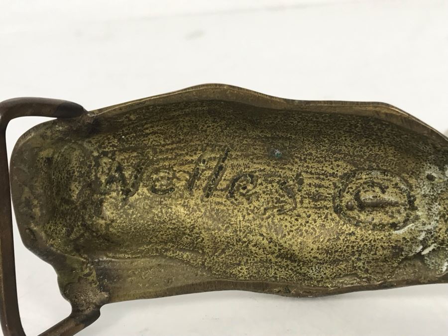 Vintage Brass Welles Whale Belt Buckle 5W [Photo 7]