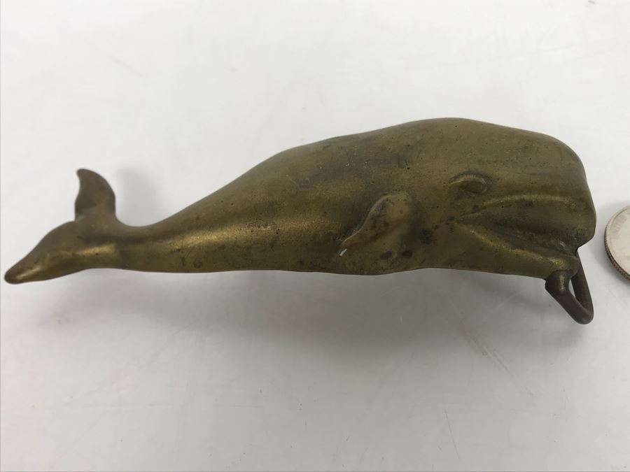 Vintage Brass Welles Whale Belt Buckle 5W [Photo 4]