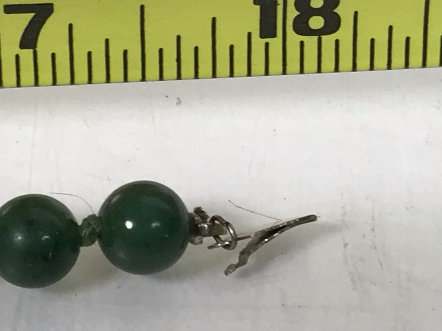 Vintage Jade Jadeite Beaded Necklace With Sterling Silver Clasp 18L [Photo 8]