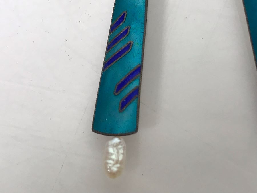 New Sterling Silver 14K Gold Wash Handcrafted Backed Enamel Earrings By Shashi [Photo 4]