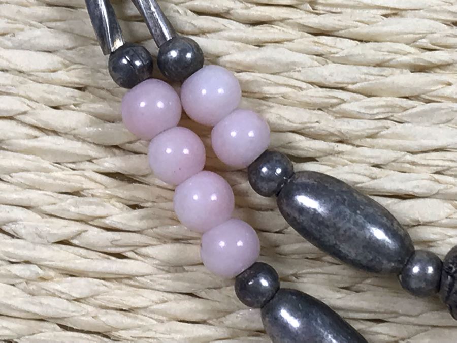 Vintage Sterling Silver And Rose Quartz Necklace [Photo 3]