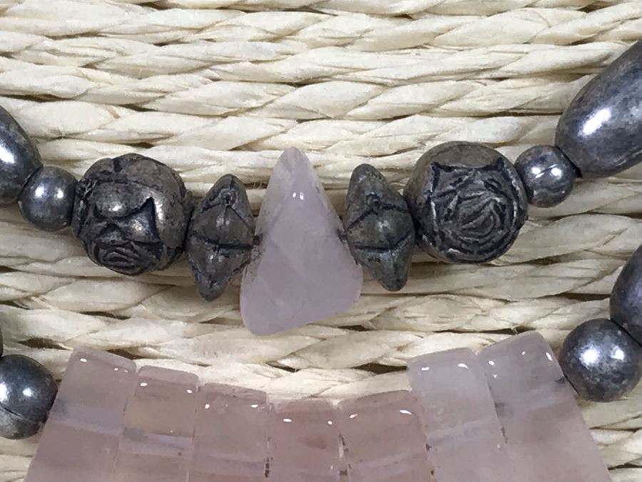 Vintage Sterling Silver And Rose Quartz Necklace [Photo 4]