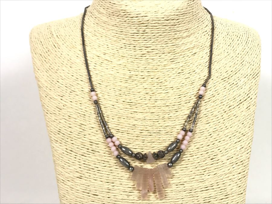 Vintage Sterling Silver And Rose Quartz Necklace [Photo 10]