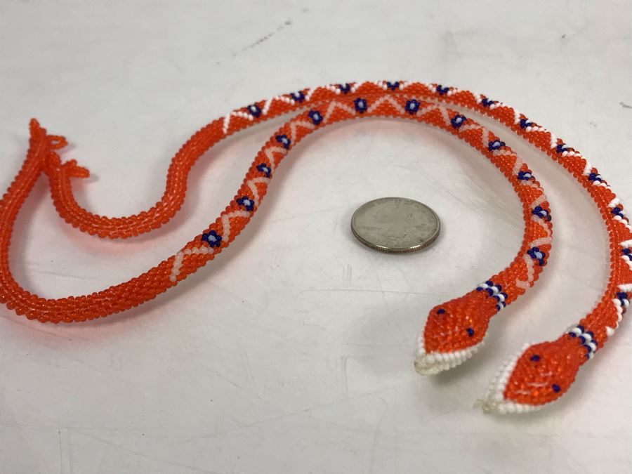 Pair Of Vintage Beaded Snakes 14L [Photo 2]