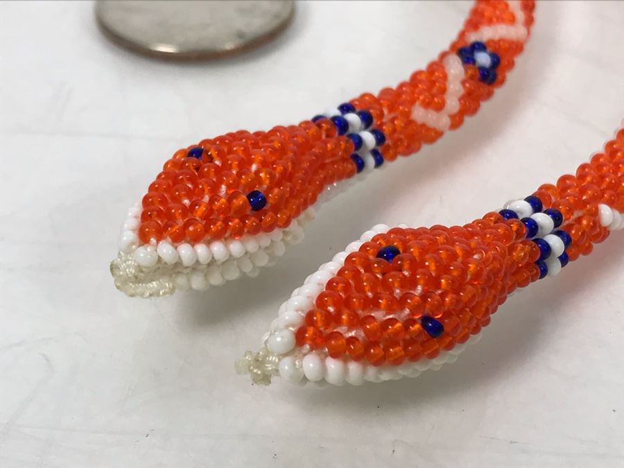 Pair Of Vintage Beaded Snakes 14L [Photo 4]