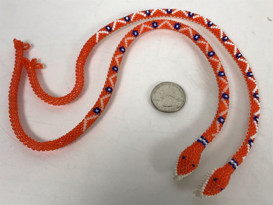 Pair Of Vintage Beaded Snakes 14L [Photo 3]