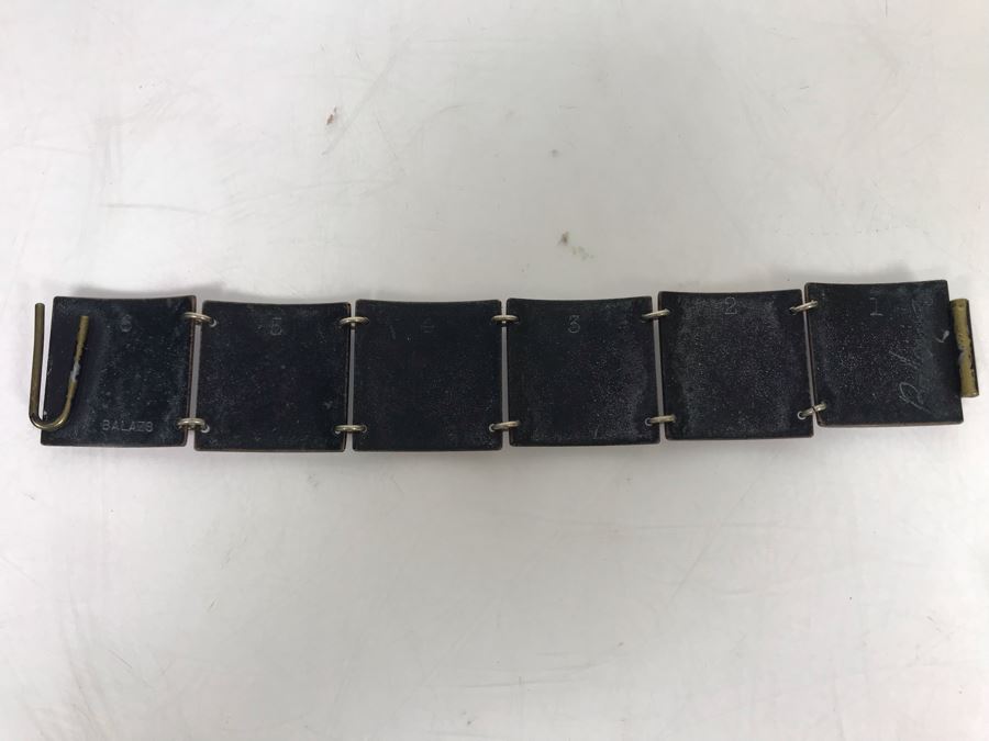 Vintage Signed Harold Balazs Mid-Century Atomic Enamel Bracelet 7L [Photo 5]
