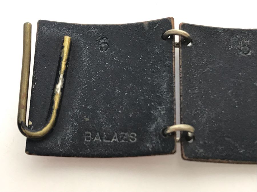 Vintage Signed Harold Balazs Mid-Century Atomic Enamel Bracelet 7L [Photo 7]