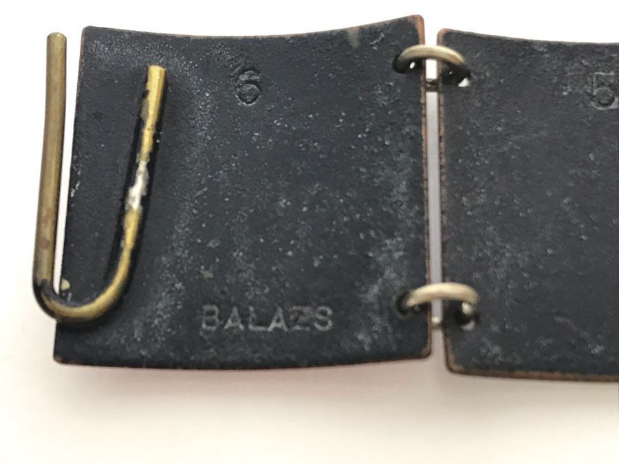 Vintage Signed Harold Balazs Mid-Century Atomic Enamel Bracelet 7L [Photo 6]