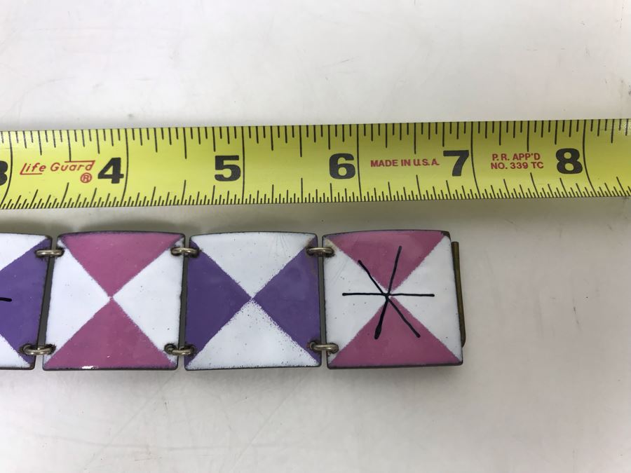 Vintage Signed Harold Balazs Mid-Century Atomic Enamel Bracelet 7L [Photo 9]