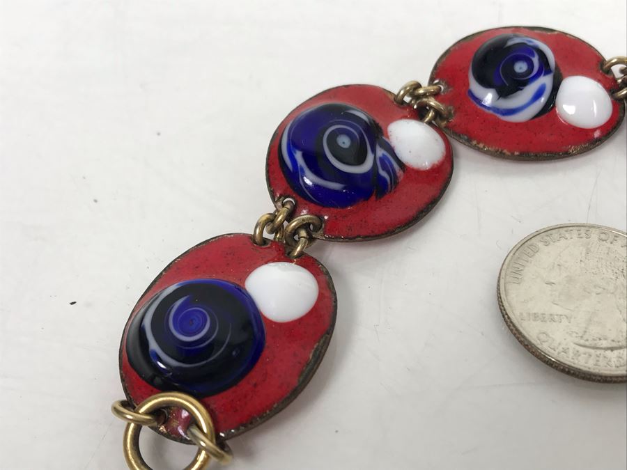 Vintage Artisan Enamel Bracelet 7L [Photo 5]