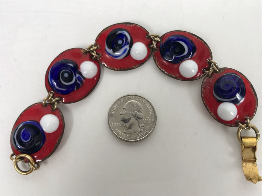 Vintage Artisan Enamel Bracelet 7L [Photo 2]