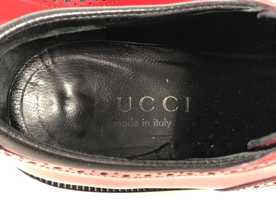 GUCCI Red Leather Shoes Size 6.5 B Made In Italy [Photo 5]