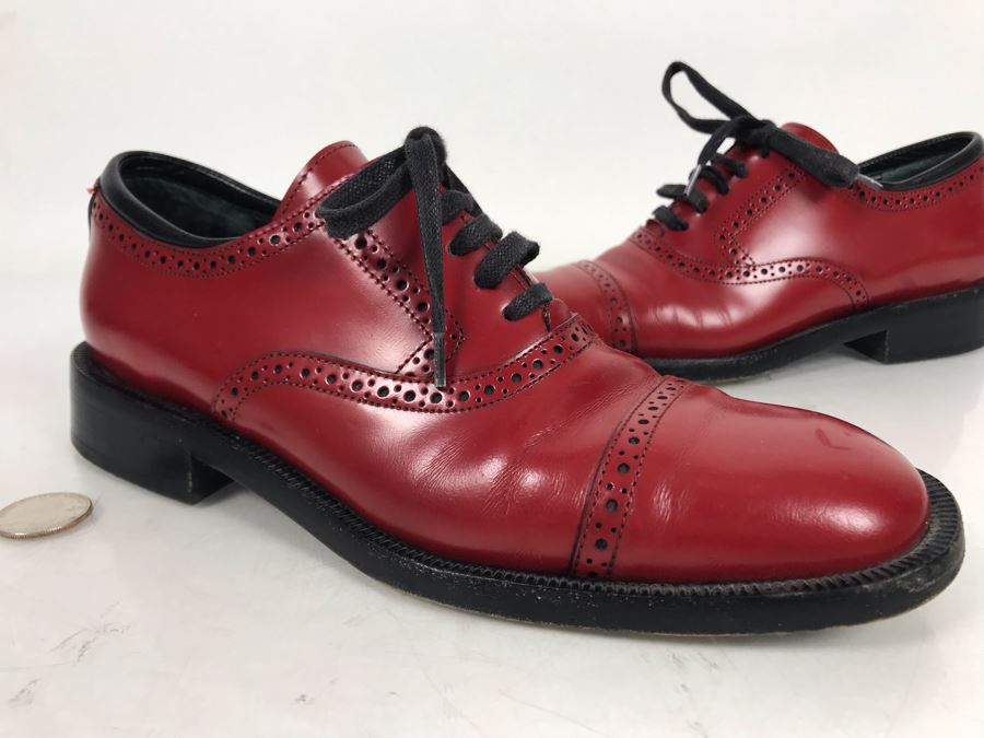 GUCCI Red Leather Shoes Size 6.5 B Made In Italy [Photo 3]