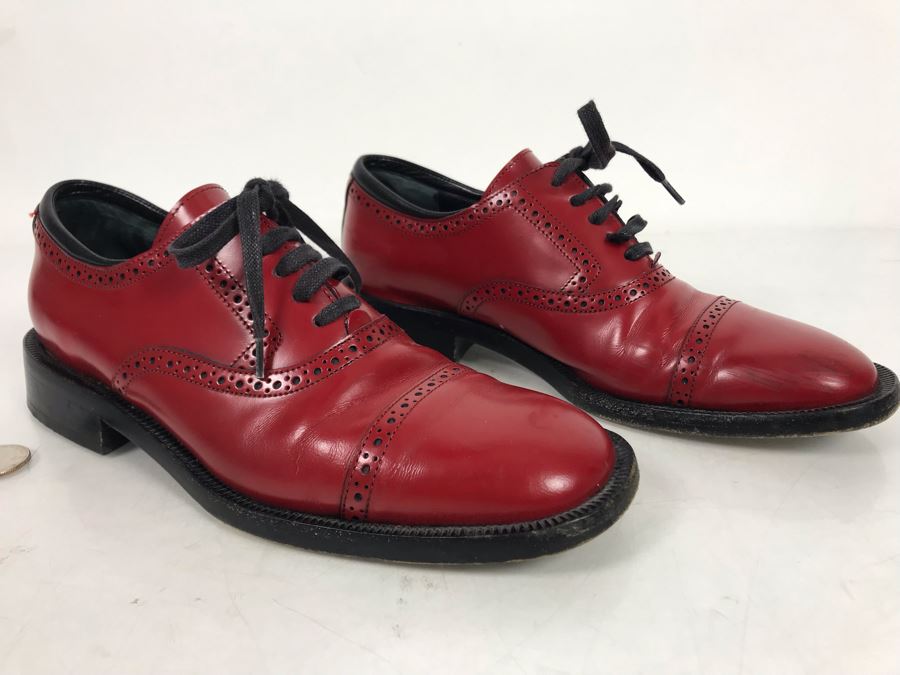 GUCCI Red Leather Shoes Size 6.5 B Made In Italy