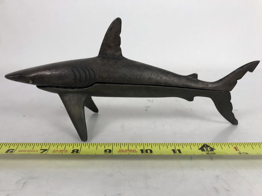 Signed Limited Edition Metal Figural Shark Nutcracker 90 Of 300 10W X 3D X 4.5H
