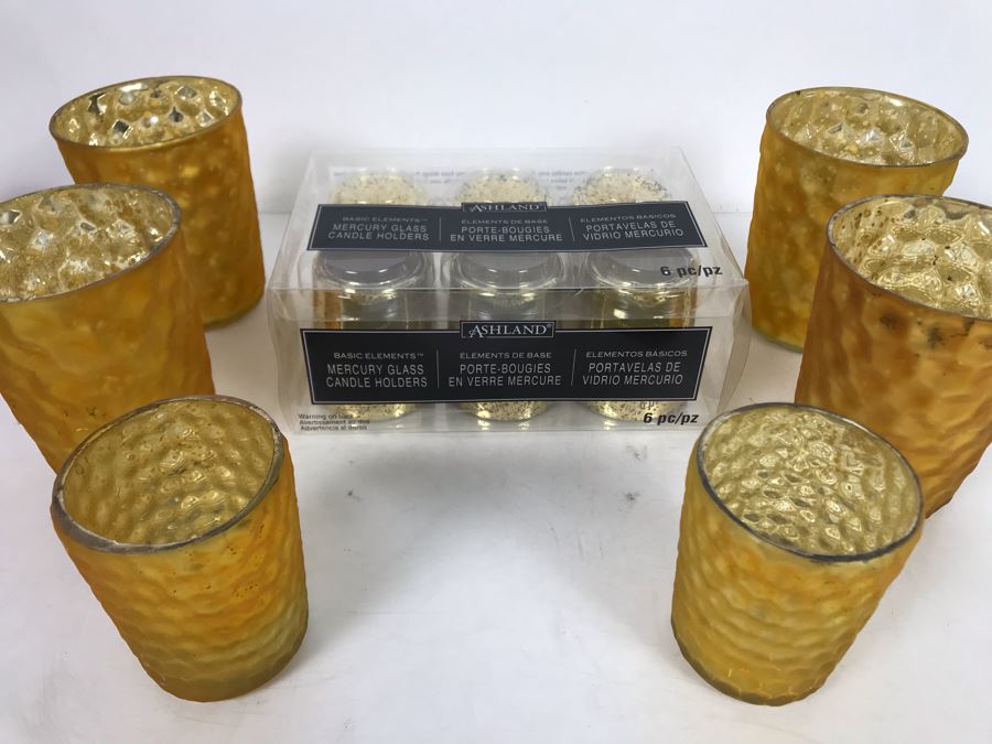 Various New Restoration Hardware Yellow Votive Sets And New Set Of Six Mercury Glass Candle Holders [Photo 1]