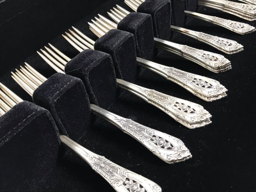Sterling Silver Wallace Flatware Service For 8 With Large Silver