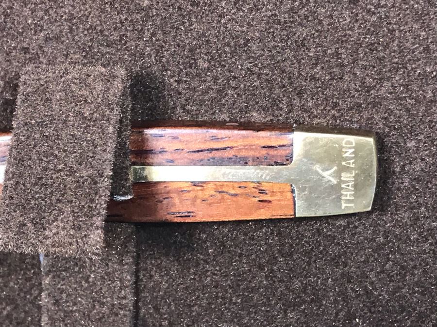 Never Used 91 Piece Mint Jean-Claude Rosewood & Bronze Mid-Century Modern Complete Thailand Flatware & Servingware Set With Nice Wooden Storage Box [Photo 10]