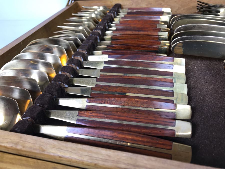 Never Used 91 Piece Mint JeanClaude Rosewood & Bronze MidCentury