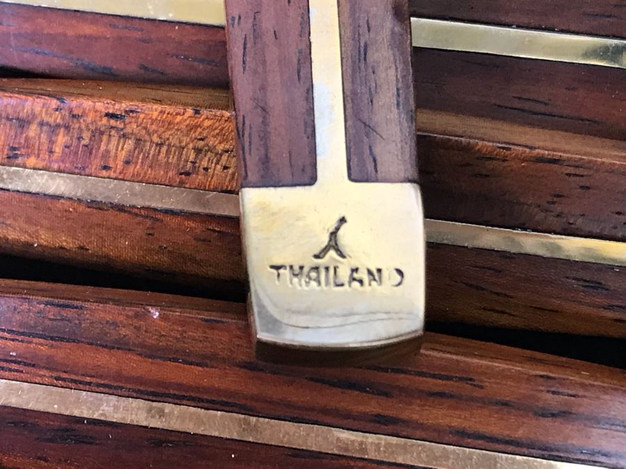 Never Used 91 Piece Mint Jean-Claude Rosewood & Bronze Mid-Century Modern Complete Thailand Flatware & Servingware Set With Nice Wooden Storage Box [Photo 19]