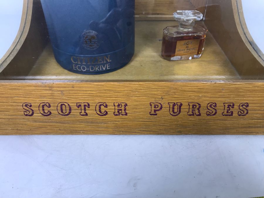 Original English Wales Wallets Scotch Purses Mercantile Store Countertop Display Case (Right Side Glass Has A Crack - Doesn't Include Items In Case) 11.5W X 10.5D X 16.5H [Photo 8]