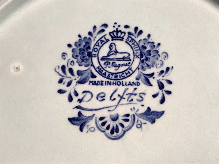 Collection Of Nine Royal Sphinx Maastricht Blue & White Delfts Plates Made In Holland 12R [Photo 11]