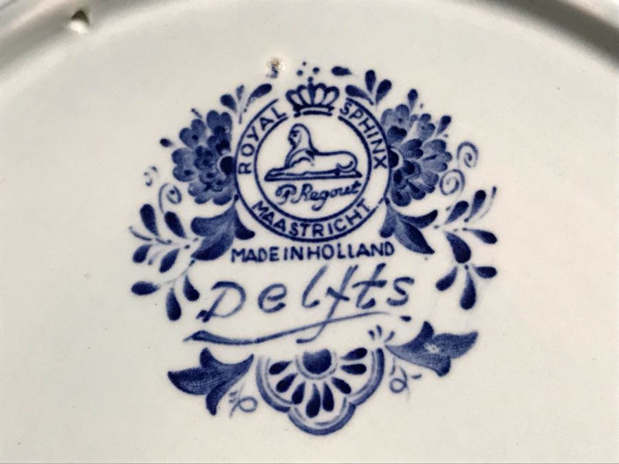 Collection Of Nine Royal Sphinx Maastricht Blue & White Delfts Plates Made In Holland 12R [Photo 10]