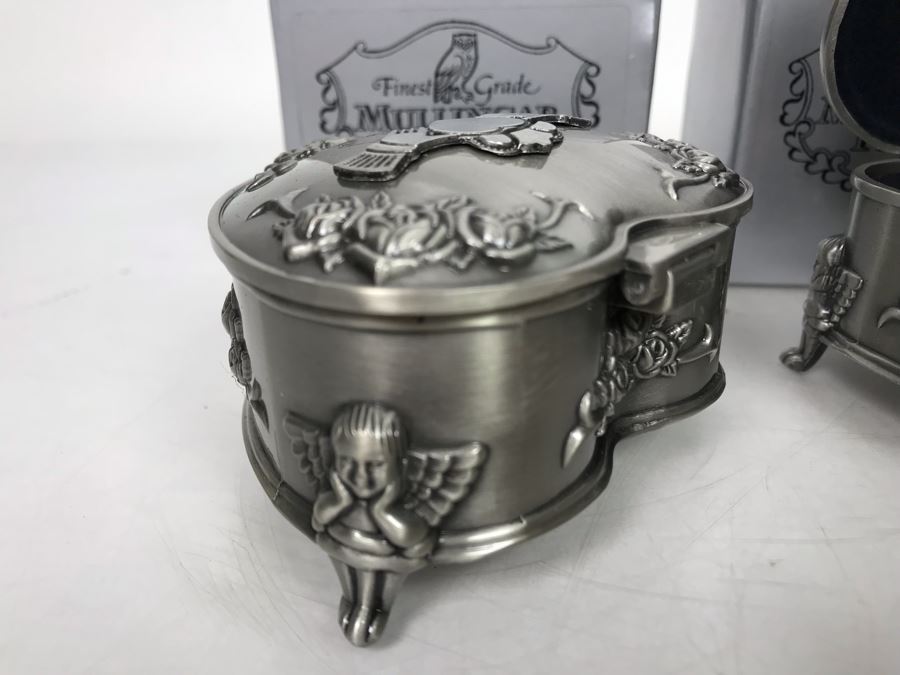 Pair Of New Mullingar Pewter Ireland Heart Shaped Jewelry Boxes [Photo 6]