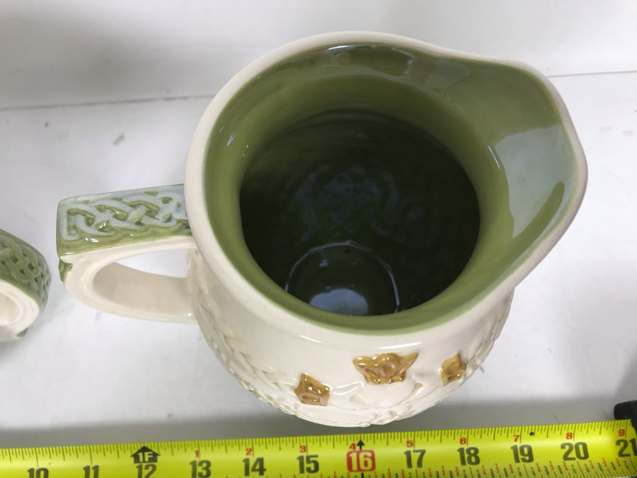 Pair Of Irish Grasslands Road Ceramic Glazed Pitchers 7W X 6H [Photo 3]