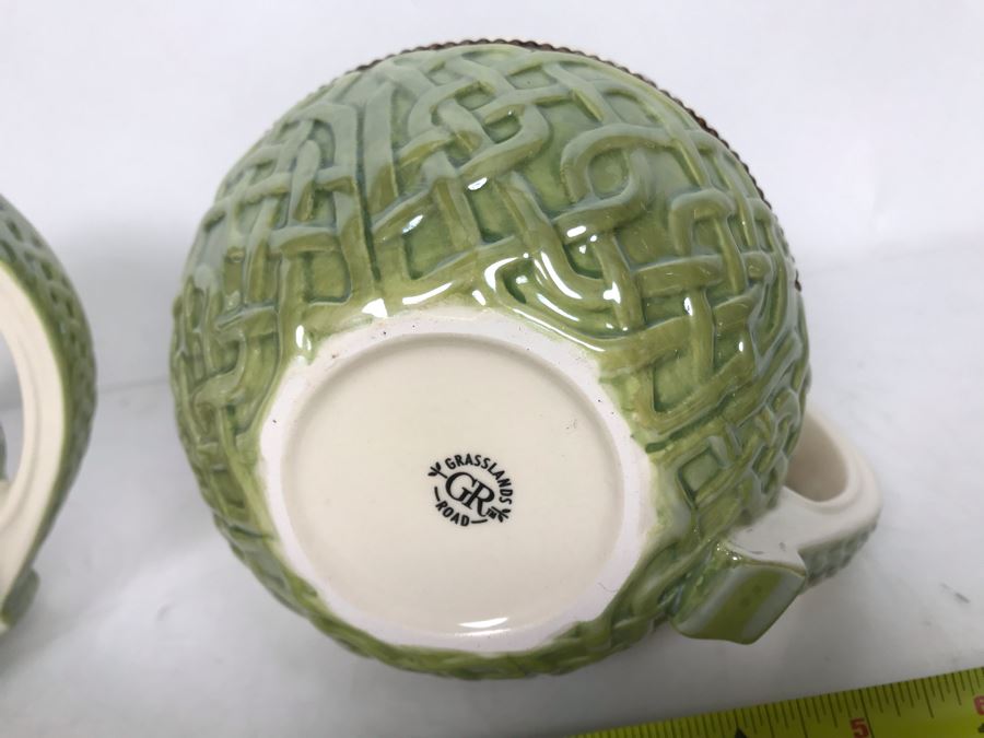 Pair Of Irish Grasslands Road Ceramic Glazed Pitchers 7W X 6H [Photo 5]