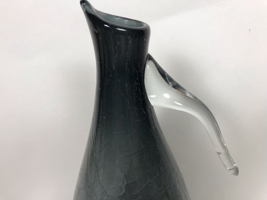 Hand Blown Crackle Glass Modernist Pitcher 6W X 11.5H [Photo 2]