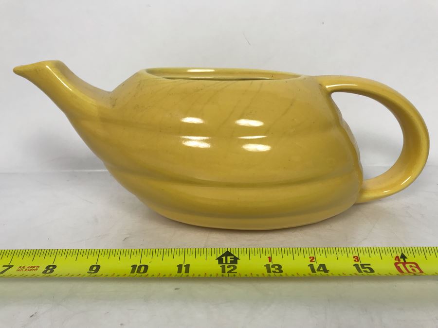 Vintage Yellow Bauer Pottery Teapot With Slight Chip In Spout (No Lid) - Great As Planter 12W X 6D X 4.5H [Photo 1]
