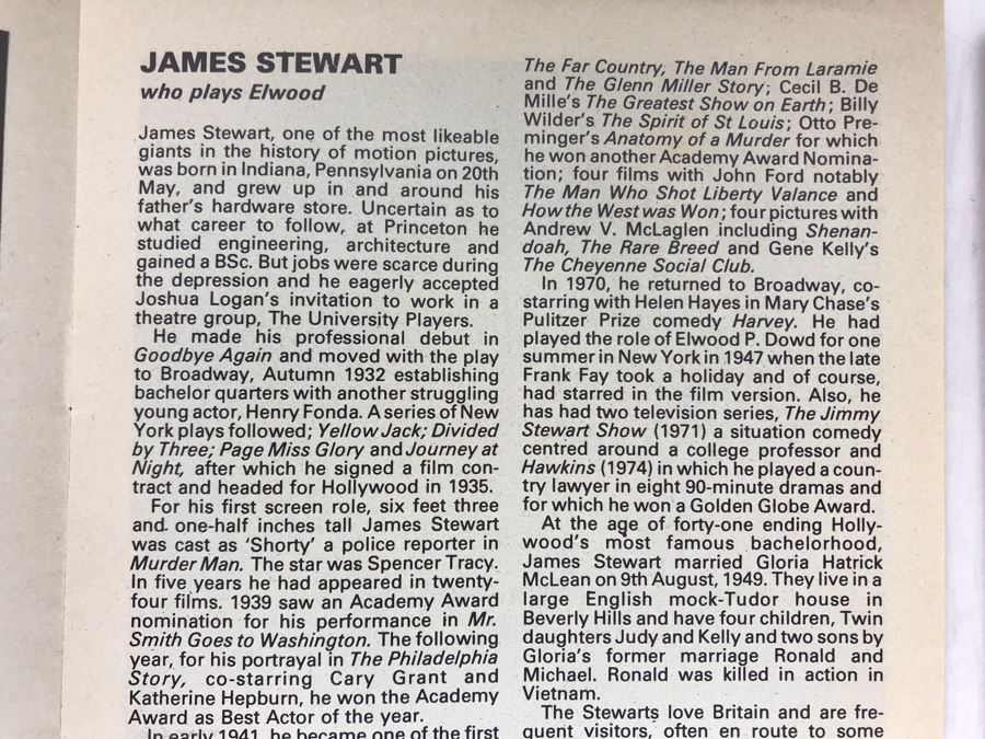 Pair Of James Stewart Hand Signed Harvey Play Theatre Programs (It's A Wonderful Life Lead Actor) [Photo 11]