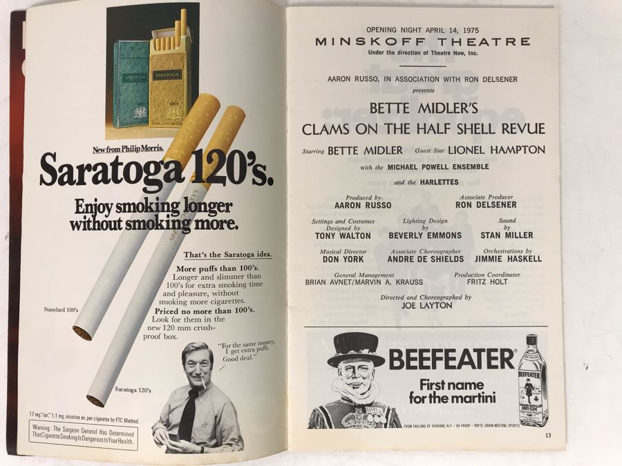 Hand Signed Bette Midler Playbill Theatre Program Clams On The Half Shell Revue [Photo 9]