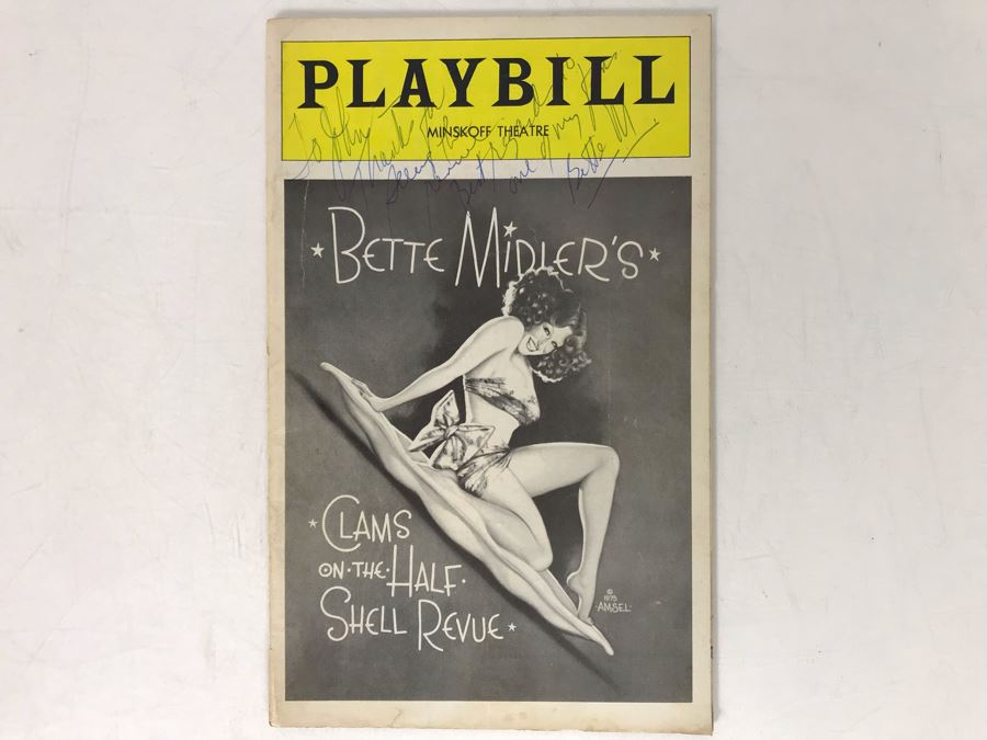 Hand Signed Bette Midler Playbill Theatre Program Clams On The Half Shell Revue