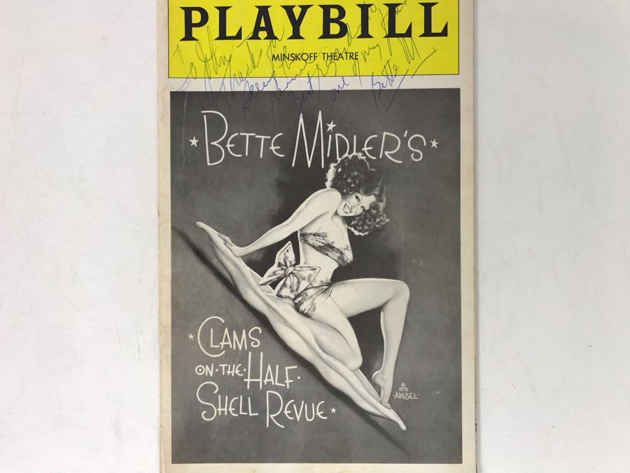 Hand Signed Bette Midler Playbill Theatre Program Clams On The Half Shell Revue [Photo 2]