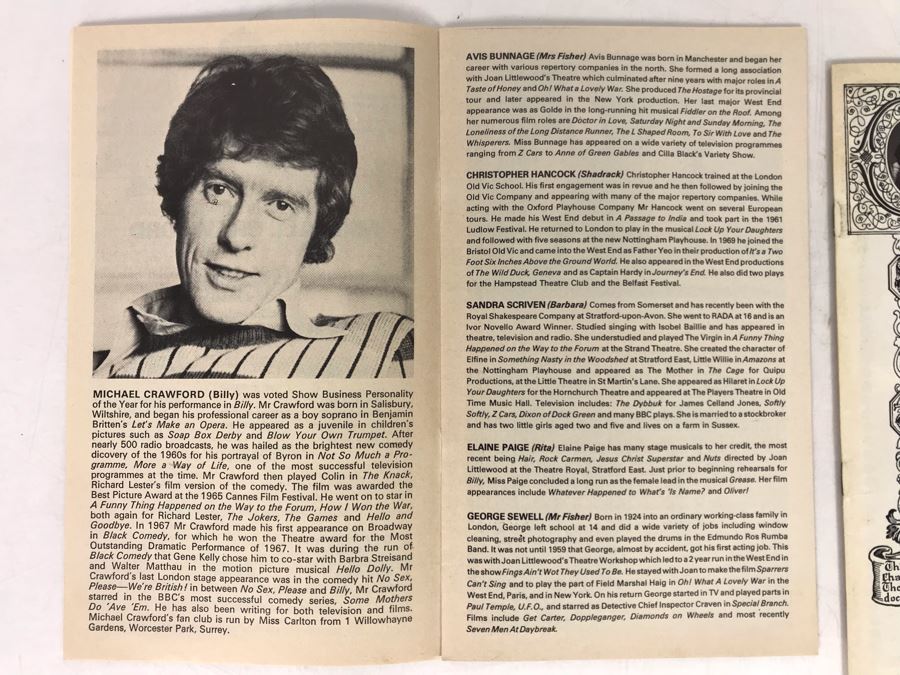 Pair Of Hand Signed Michael Crawford Theatre Musical Programs Billy Theatre Royal Drury Lane [Photo 11]
