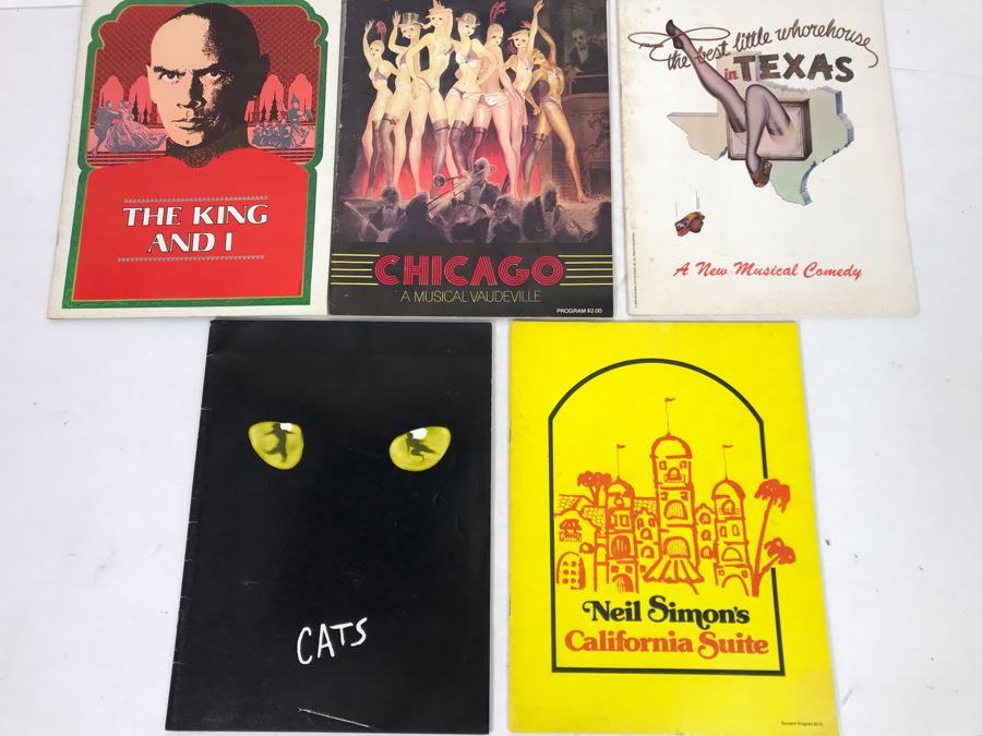Collection Of Five Theatre Programs: The King And I, Chicago, The Best Little Whorehouse In Texas, Cats, Neil Simon's California Suite [Photo 2]
