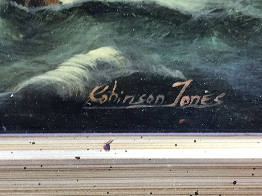 Original Listed English Artist Robinson Jones Sailing Ship Painting (Frame: 18 X 16.5, Board: 10 X 8) [Photo 6]