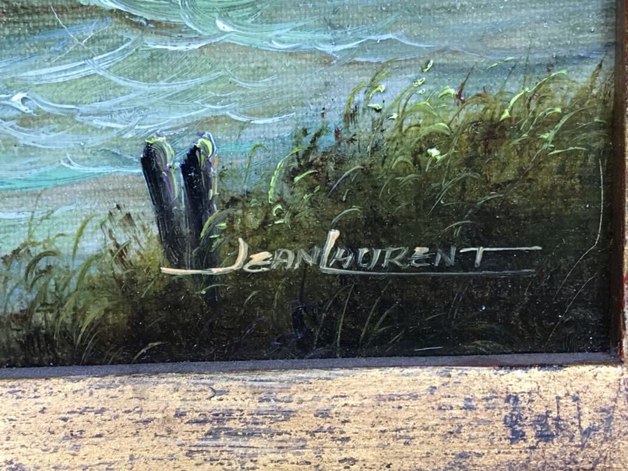 Original Listed Artist Jean Michel Laurent Sailing Ship Painting On Canvas In Stunning Frame (Frame: 20 X 18, Canvas: 10 X 8) [Photo 9]