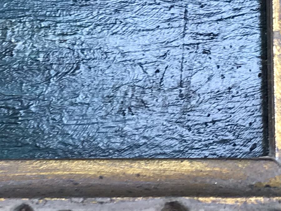 Original Signed Sailing Ship Painting On Board - Signature Illegible (Frame: 18 X 16, Board: 10 X 8) [Photo 12]