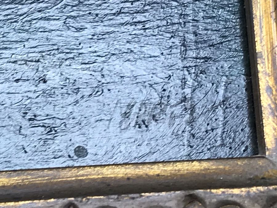 Original Signed Sailing Ship Painting On Board - Signature Illegible (Frame: 18 X 16, Board: 10 X 8) [Photo 15]