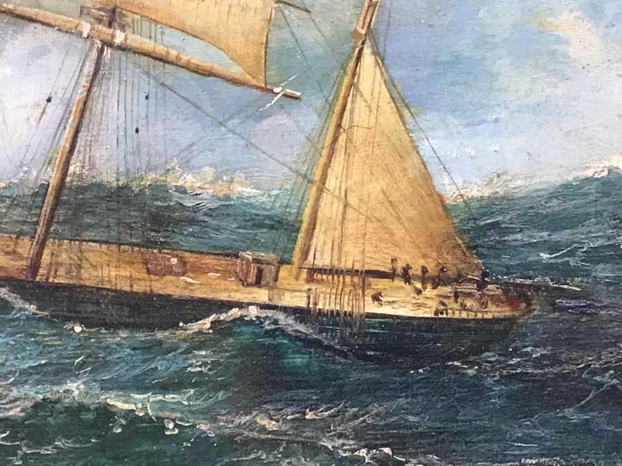 original-signed-sailing-ship-painting-on-board-signature-illegible