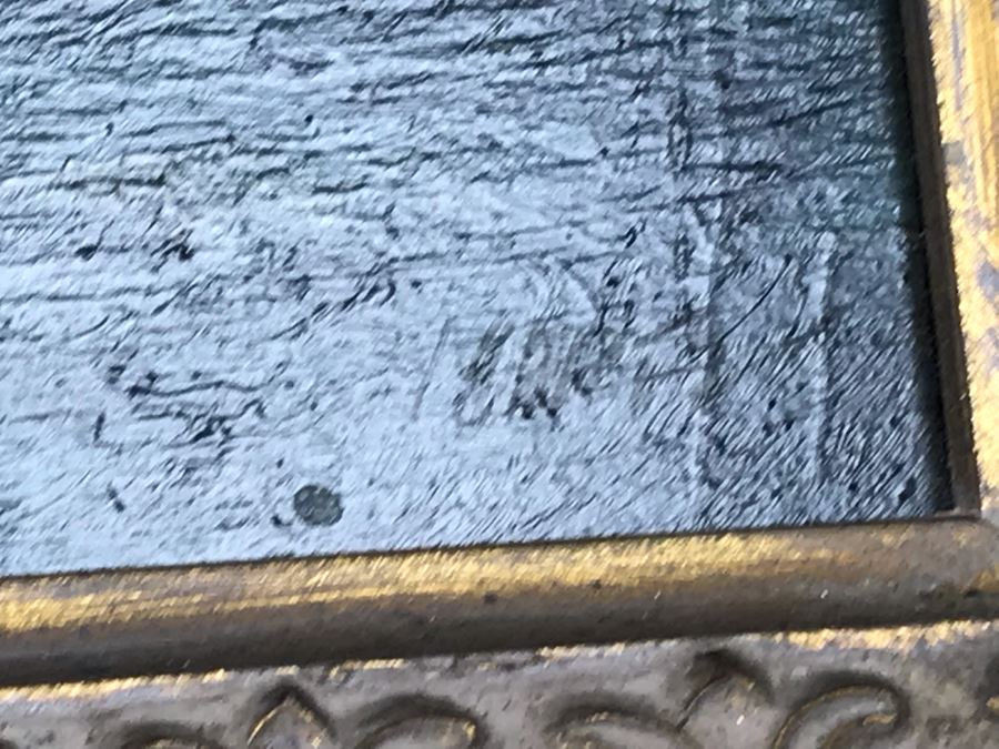 Original Signed Sailing Ship Painting On Board - Signature Illegible (Frame: 18 X 16, Board: 10 X 8) [Photo 13]