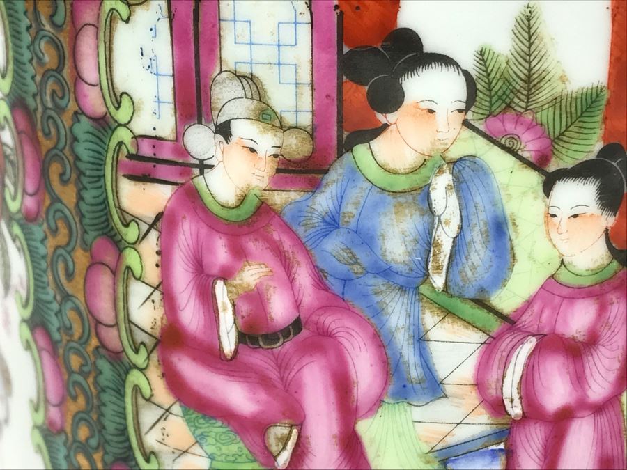 Stunning Signed Hand Painted Vintage Chinese Famille Rose Round Porcelain Tea Caddy Box With Lid 5.5W X 9.5H - See Photos  [Photo 18]